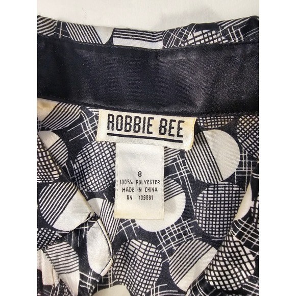 Vintage Robbie bee silky look polka dot dress size 8 short sleeve side zip ^ - Picture 4 of 8